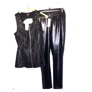 B2 BeBe Faux Leather Vest and Pants